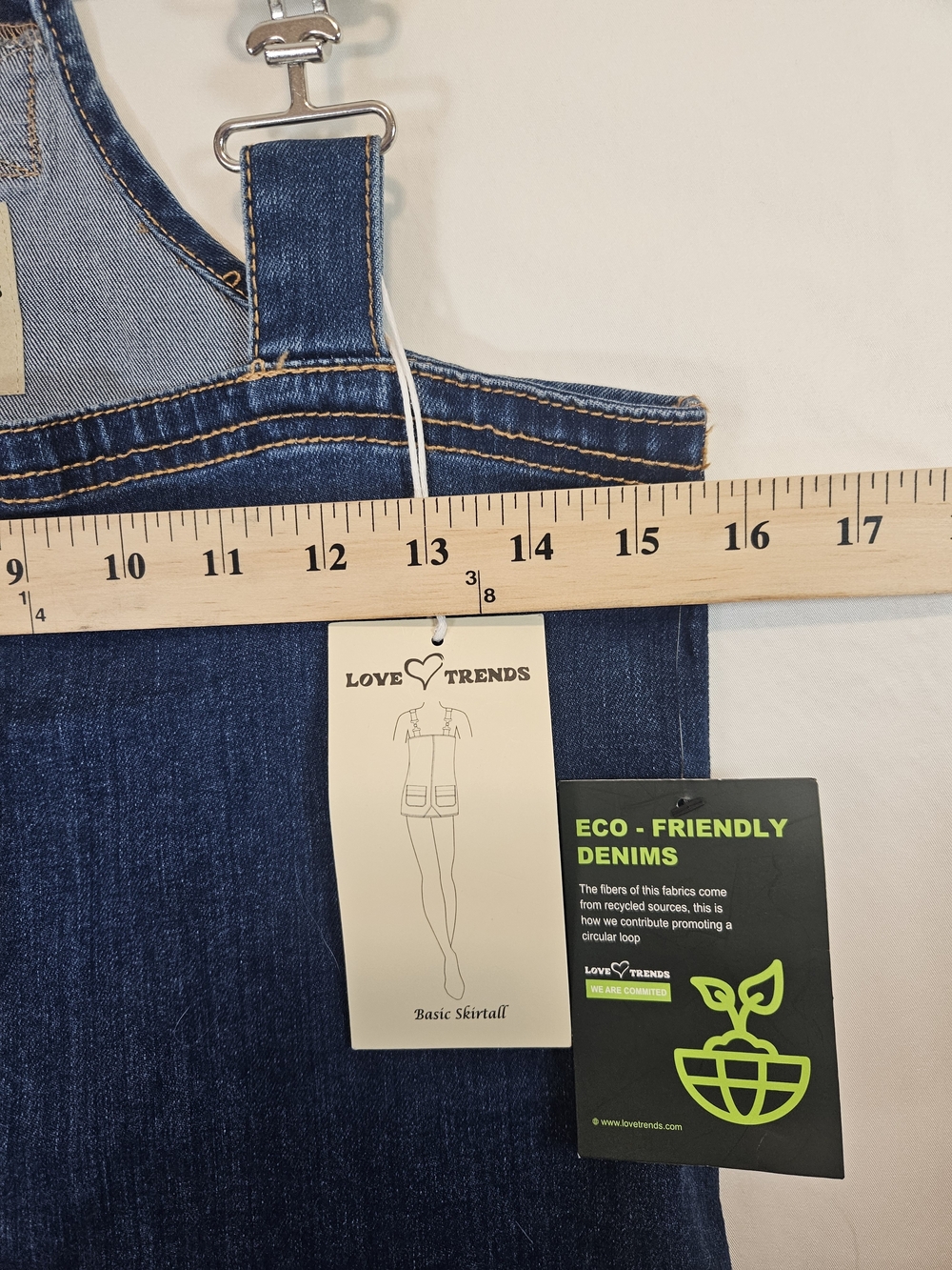 Dark Denim Women’s Overall Skirt with Front Pockets Trendy Streetwear Preppy - Picture 5 of 6